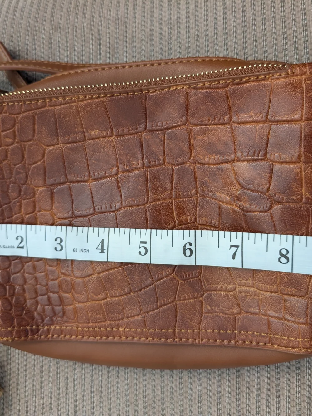 Urban Expressions Brown Croc-Embossed Crossbody Bag